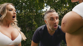Soccer sluts are having threesome with the coach