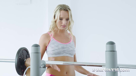 Tiny blonde whore takes care of a cock as an exercise