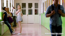 Three horny schoolgirls are having lesbian threesome