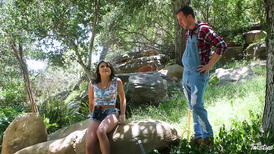 Adriana Rae has outdoors sex with a lumberjack