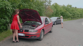 Babes get a broken down car and a broken relationship