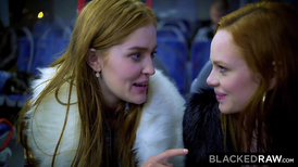 A pair of horny redheads Redheads meet a BBC on the bus