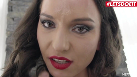 Black dick drills anus of the Russian girl in heels