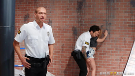 Officers use whore's twat and mouth in threesome