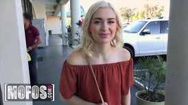 Petite blonde in a sexy outfit needs real hard cock